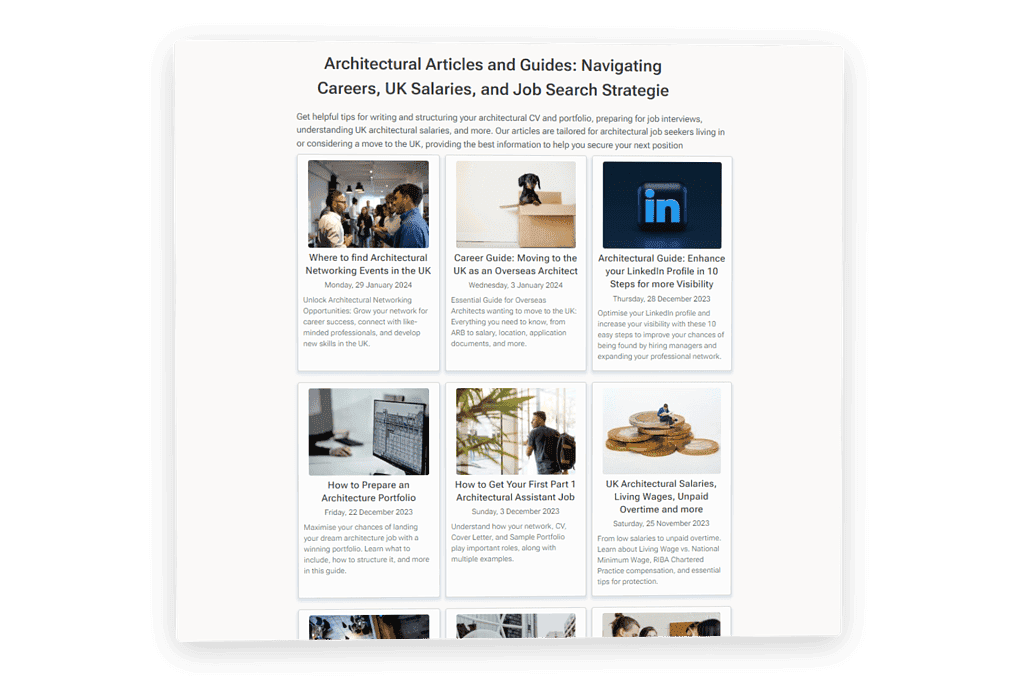 Architecture jobs articles showing career opportunities and listings