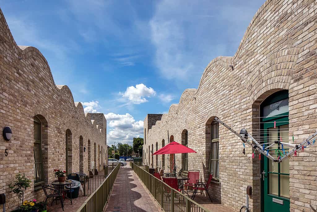 Ilchester Place brick building architectural photography showing facade detail