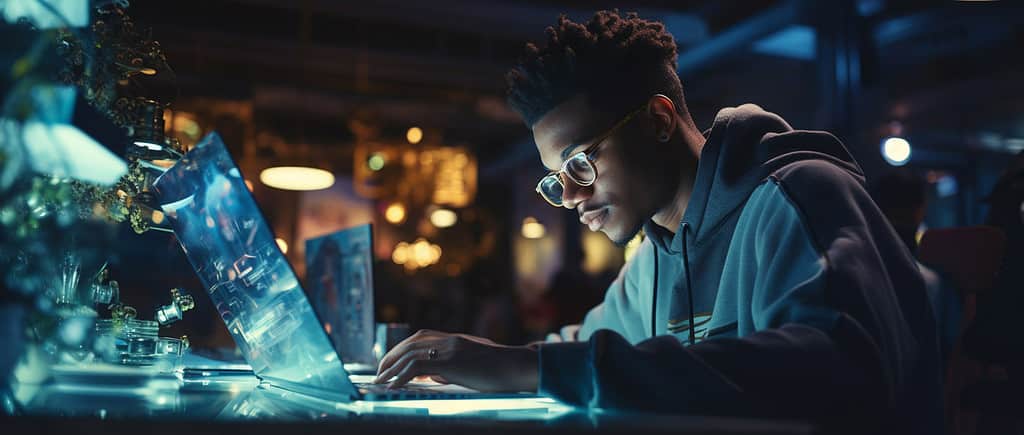Architecture student working late at night