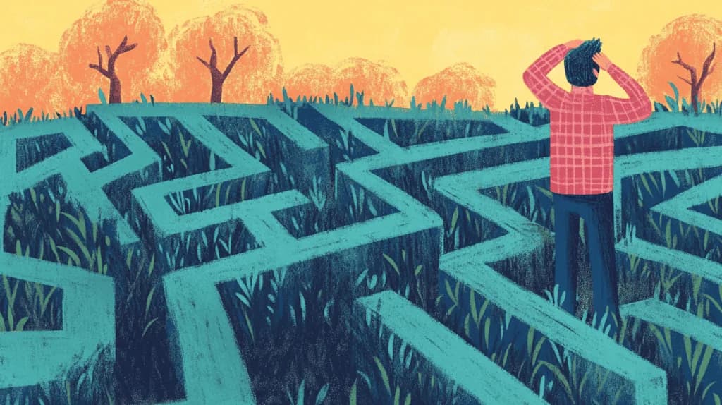 raduate standing at entrance to complex maze illustrating navigating early career challenges