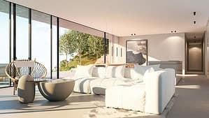 Contemporary interior design showcasing lighting and materials, Lumion render