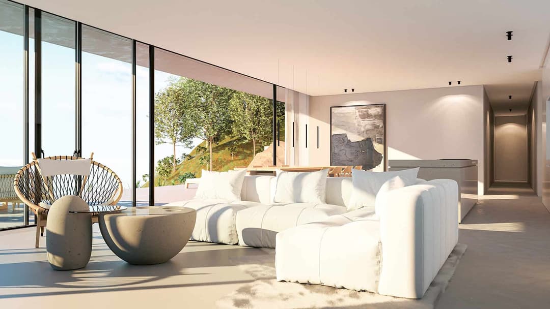 Contemporary interior design showcasing lighting and materials, Lumion render