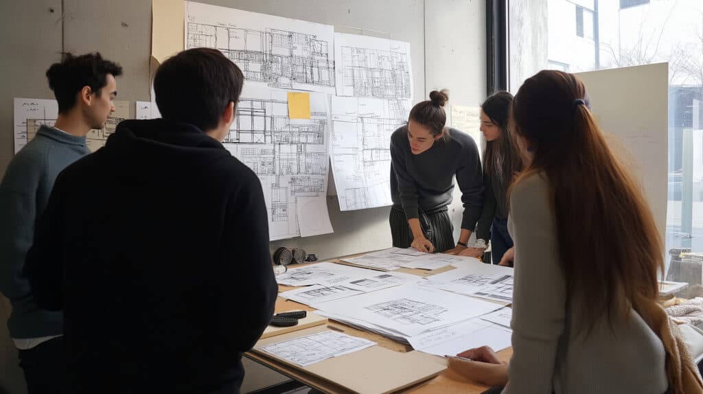 Architectural section perspective showing spatial narrative design