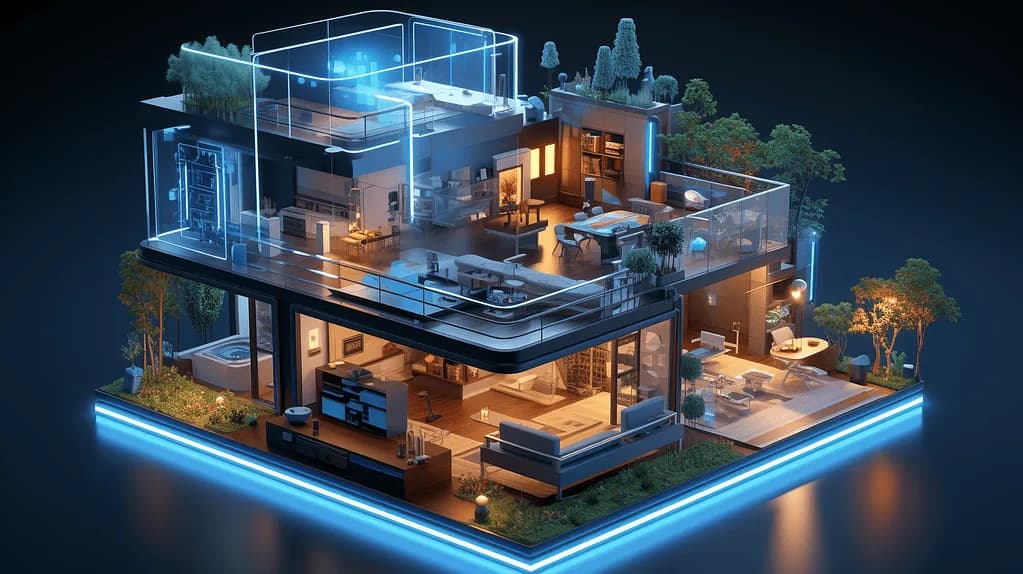 Smart home technology diagram showing connected systems integration