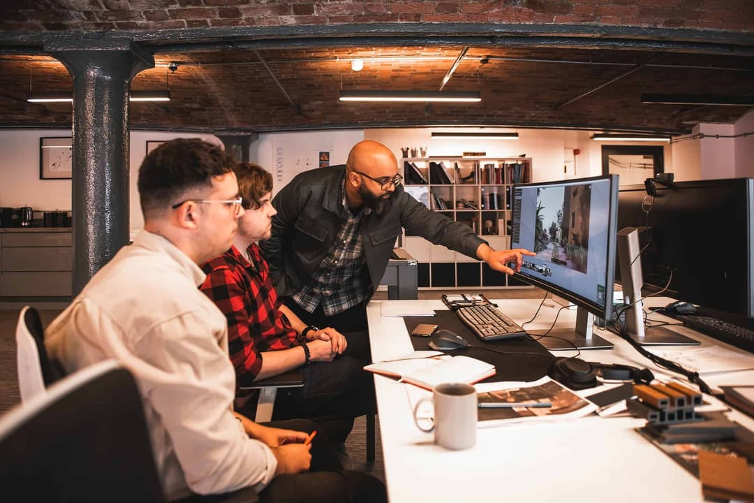 Architecture team interaction and collaboration in studio