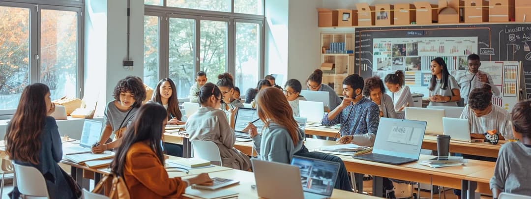 An architectural classroom scene