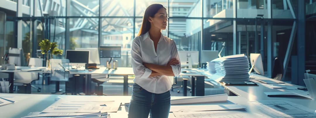 An architect pondering her architecture project