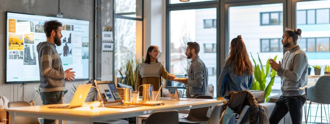 An internal studio meeting between architects