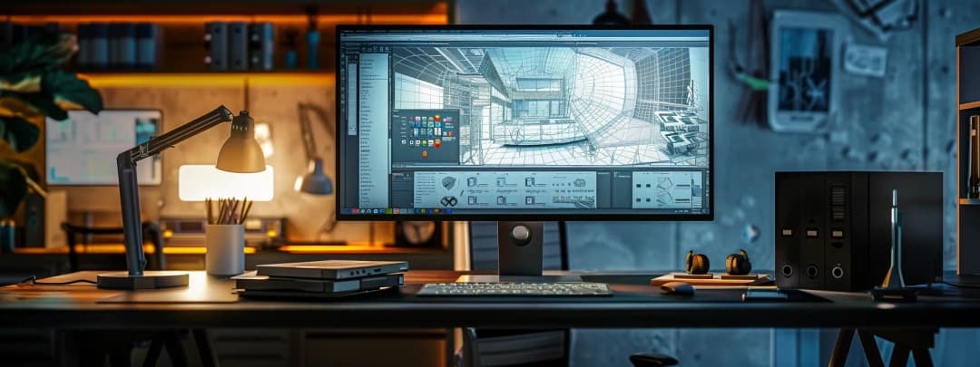 A modern architectural desk setup