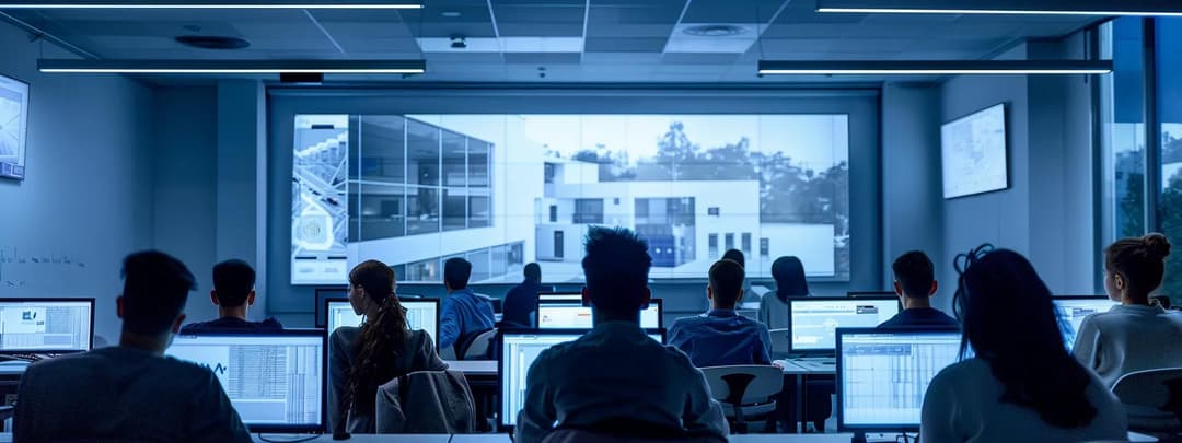 A modern architecture university classroom