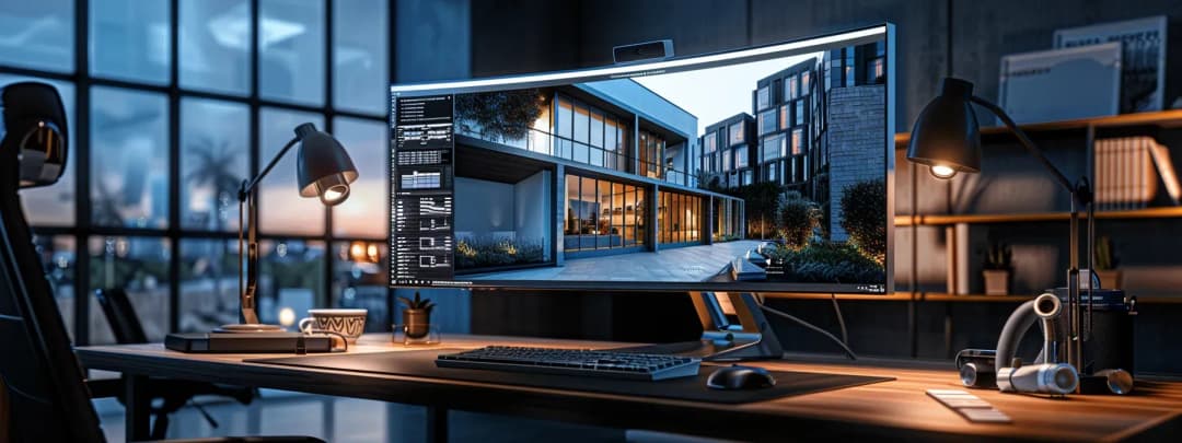 A modern desk setup of an architecture student