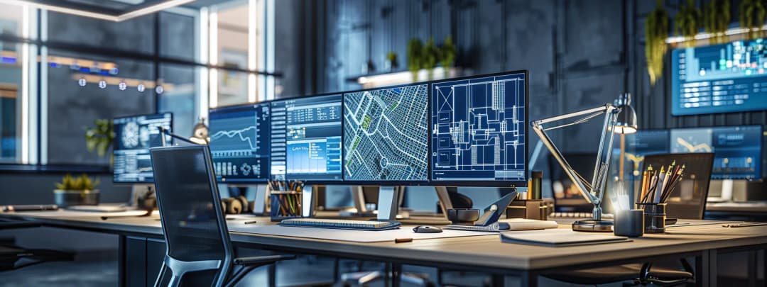 A futuristic architecture office setup