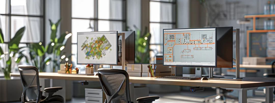 A modern architecture office space, showing architect designs