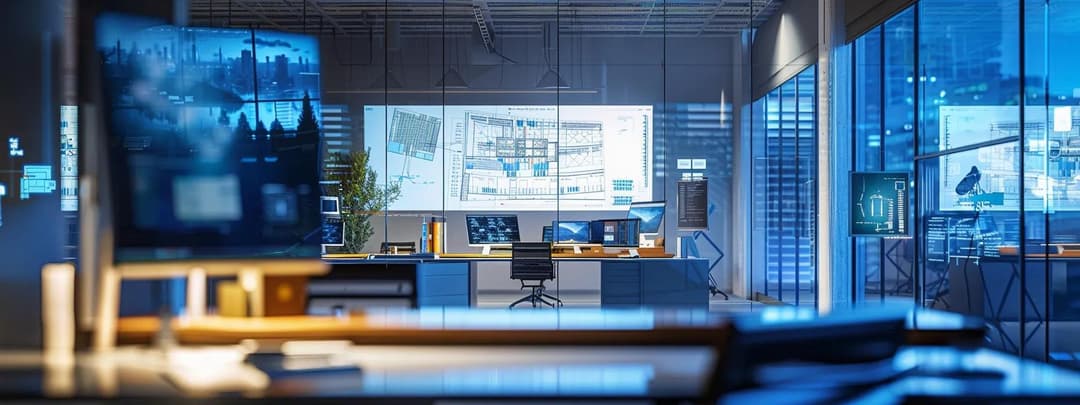 A modern architectural office works