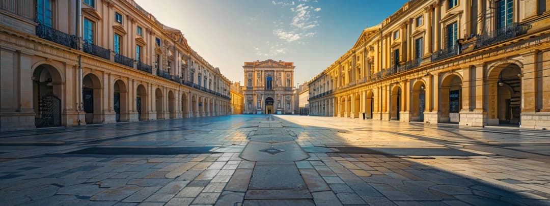 Vibrant detailed view of grand architectural space with ornate arched structure
