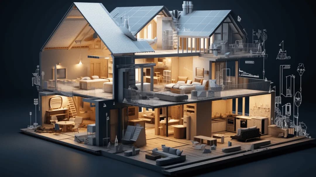 Architectural infographic displaying 3D building model development
