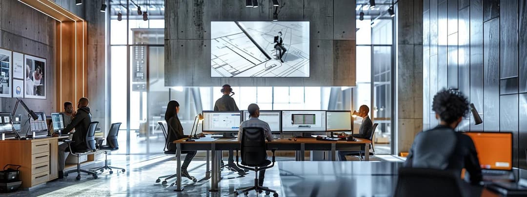 Dynamic architecture office interior shot