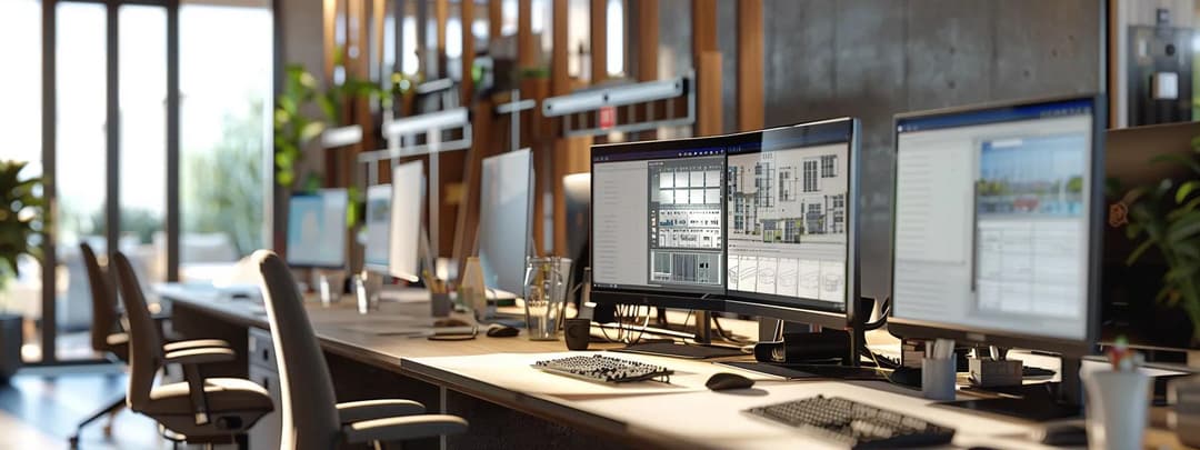 High-tech gaming-style workspace with RGB ambient lighting and curved monitors