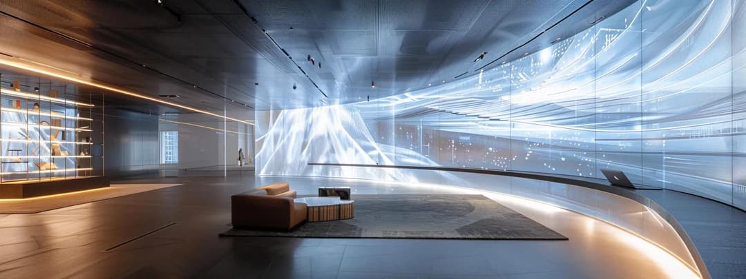 Sleek futuristic office interior with cutting-edge design features