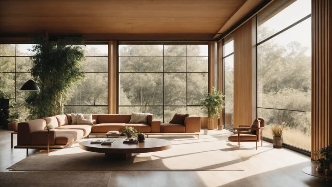 Residential architecture interior with comfortable seating and soft natural light